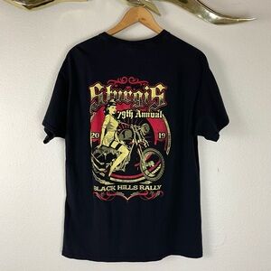 Sturgis 2019 79th Annual Black Hills Rally 100% Cotton Black Crew Neck T-Shirt